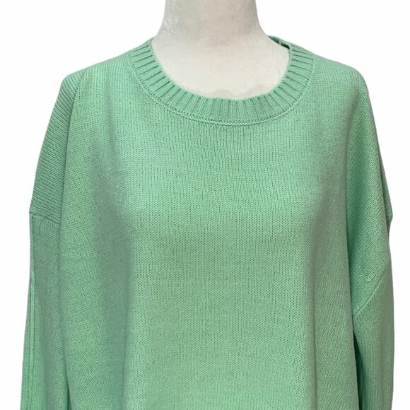 ISAAC Mizrahi💚Crew Neck Green Knit Ling Sleeve Sweater Size L - Picture 3 of 10